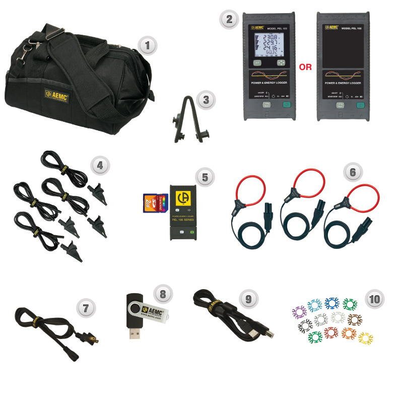 Included with the AEMC PEL 102 Power and Energy Logger