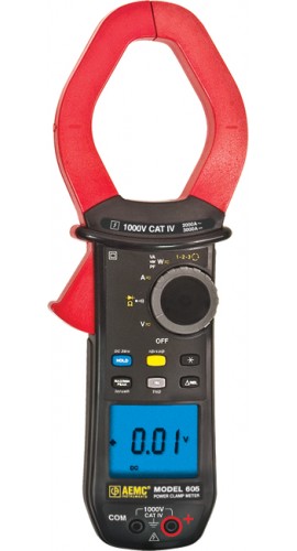 AEMC 605 True RMS Power Clamp Meter with Phase Rotation, 1000V AC/DC, 2000A AC/3000A DC-