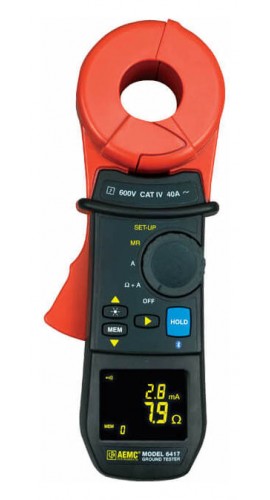 AEMC 6417 Clamp-On Ground Resistance Tester with Bluetooth, 1500 &amp;ohm;, 40 A-