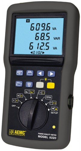 AEMC 8220 Single-Phase Power Quality Analyzer with Ampflex CT, 6500A-