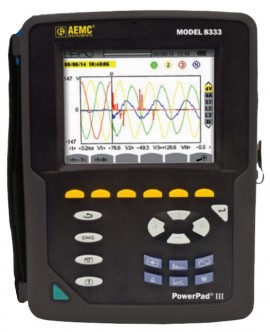 AEMC 8333 Power Quality Analyzer with three AmpFlex&amp;reg; sensors, three-phase, 24&amp;quot;-