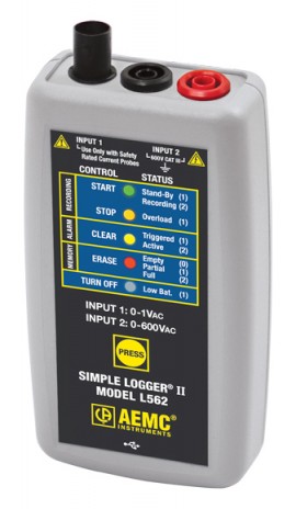 AEMC L562 Simple Logger II AC Voltage/Current Data Logger, 600 V-