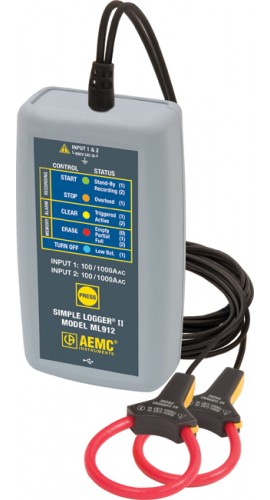 AEMC ML912 Simple Logger II AC Current Data Logger, 100/1000 A-