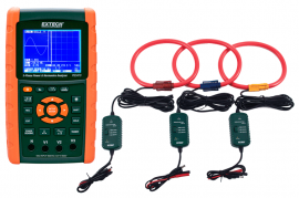 Extech PQ3470-30 3-Phase Power/Harmonics Analyzer/Data Logger with set of 3 flexible CTs, 3000 A-