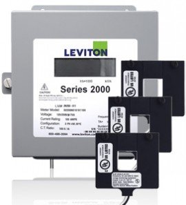 Leviton 2K208-12D Indoor Three Phase Demand Meter Kit, 120/208V, 1200A with 3 Split Core CTs-