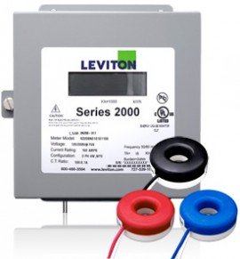 Leviton 2K208-2SW Indoor Three Phase Meter Kit, 120/208V, 200A with 3 Solid Core CTs-