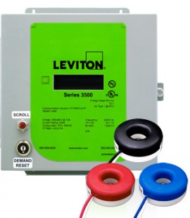 Leviton 3KUMT-1SM Indoor kWh Meter Kit, 100A with 3 Solid Core CTs-