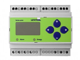 Leviton 4DUMR-00R DIN-Rail Series 4100 Universal Voltage Bi-Directional 3-Phase 3W/4W Modbus Meter Only-